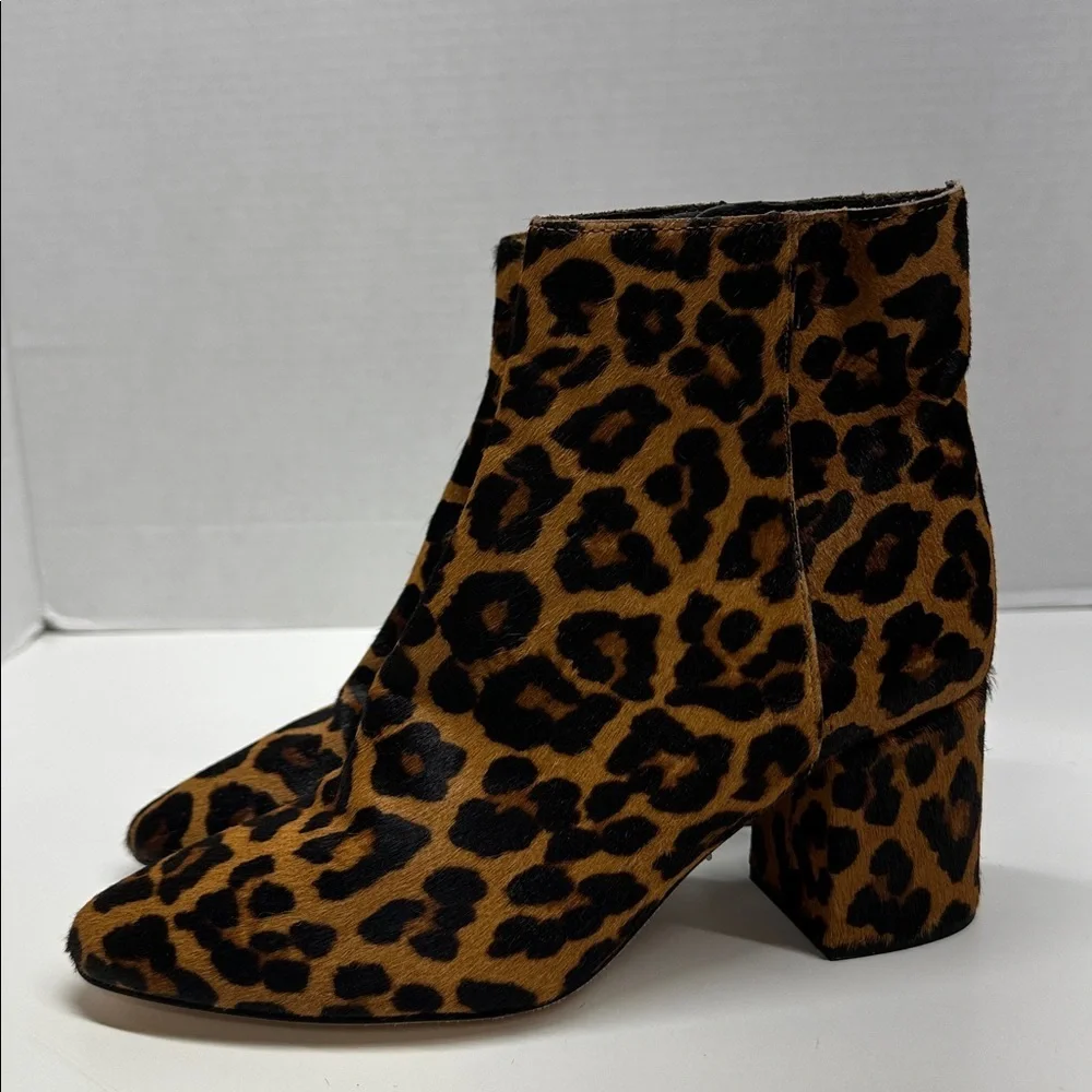 Zara Heeled Boots High Heel Ankle Boots Pony Hair Animal Cheetah Print Brown 6.5